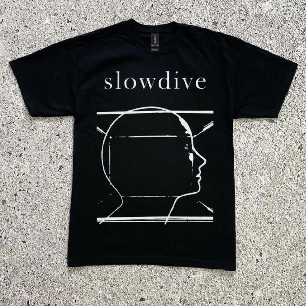 Black Slowdive Band Tee With White Graphics